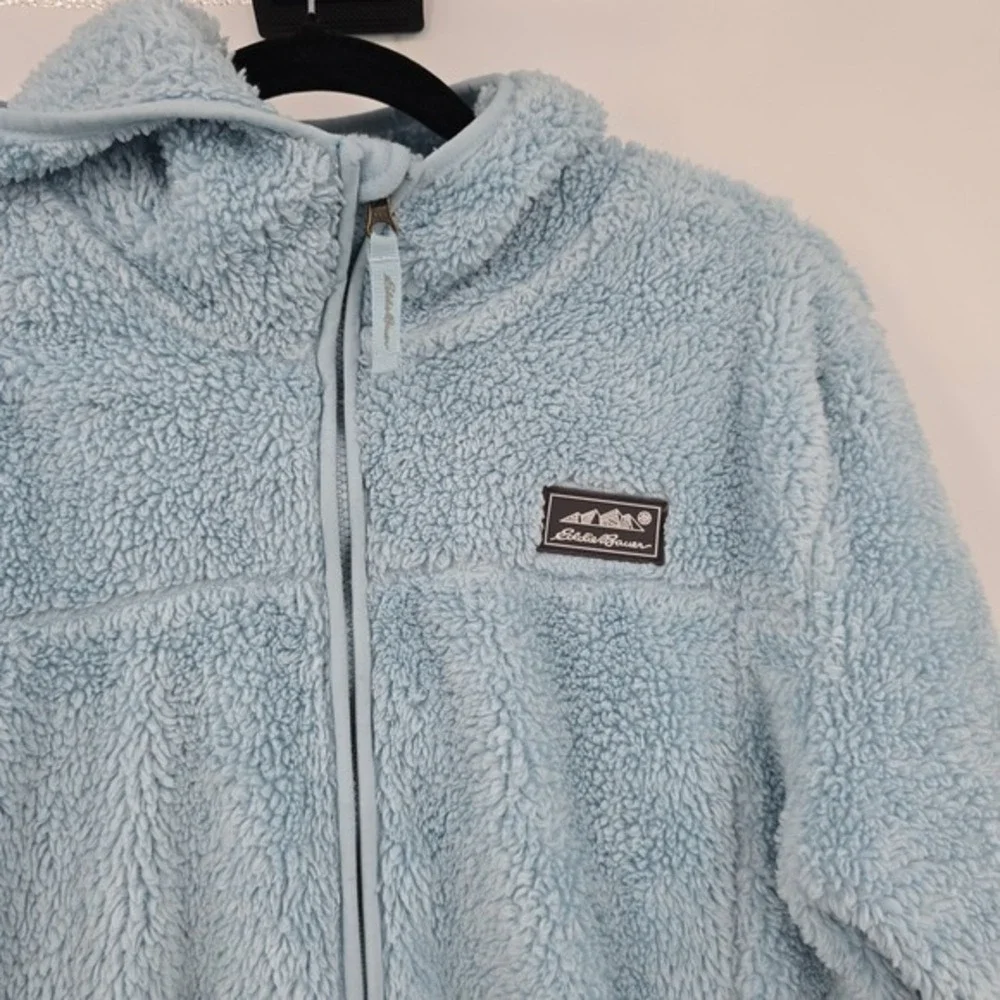 Eddie Bauer Kids‎ Blue Fleece Hooded Jacket Full Zip Up Soft Cozy XL